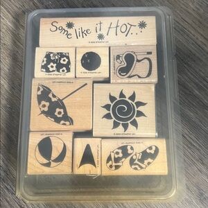 Stampin' Up! Some Like It Hot Wooden Rubber Stamp Set of 9